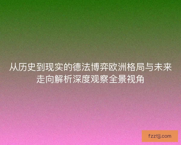 从历史到现实的德法博弈欧洲格局与未来走向解析深度观察全景视角 从历史到现实的德法博弈欧洲格局与未来走向解析深度观察全景视角