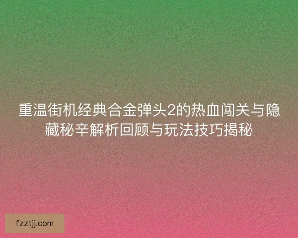 重温街机经典合金弹头2的热血闯关与隐藏秘辛解析回顾与玩法技巧揭秘