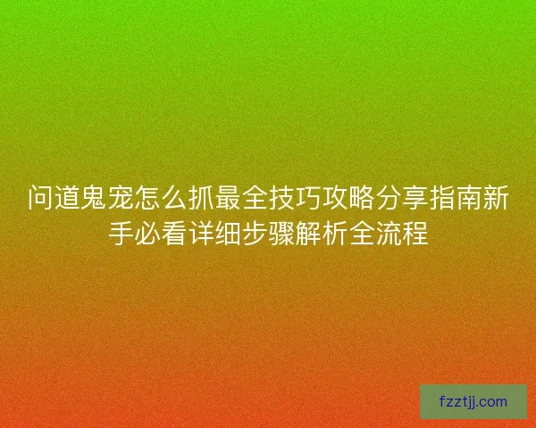 问道鬼宠怎么抓最全技巧攻略分享指南新手必看详细步骤解析全流程